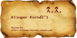 Klinger Kornél névjegykártya
