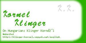 kornel klinger business card